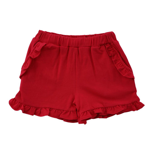 Knit Ruffle Shorts Red