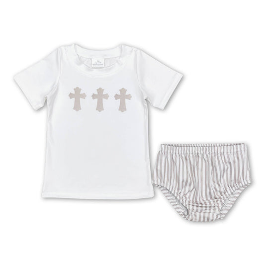 Stripe Cross Shirt & Diaper Cover | Boy Easter Outfits