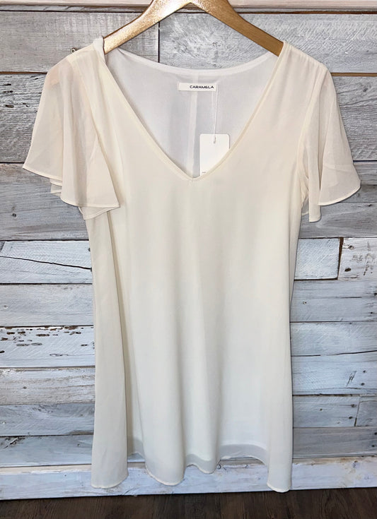 Solid Flare Sleeve Dress/ Butter