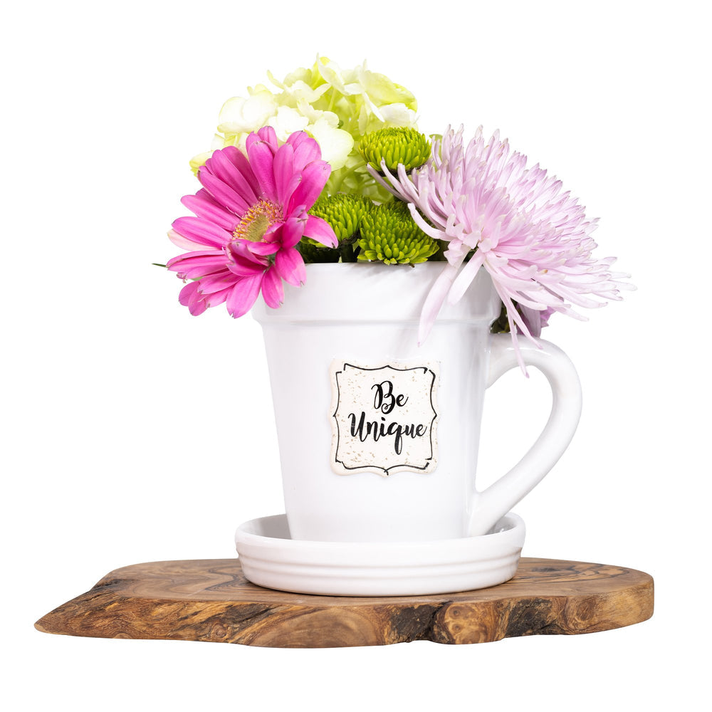 White Flower Pot Mug - Be Unique