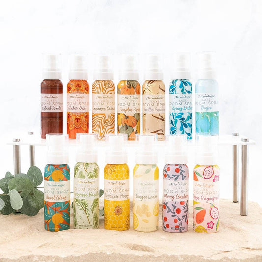 A bunch of bottles of different types of Mixologie Room Spray | 100ml.
