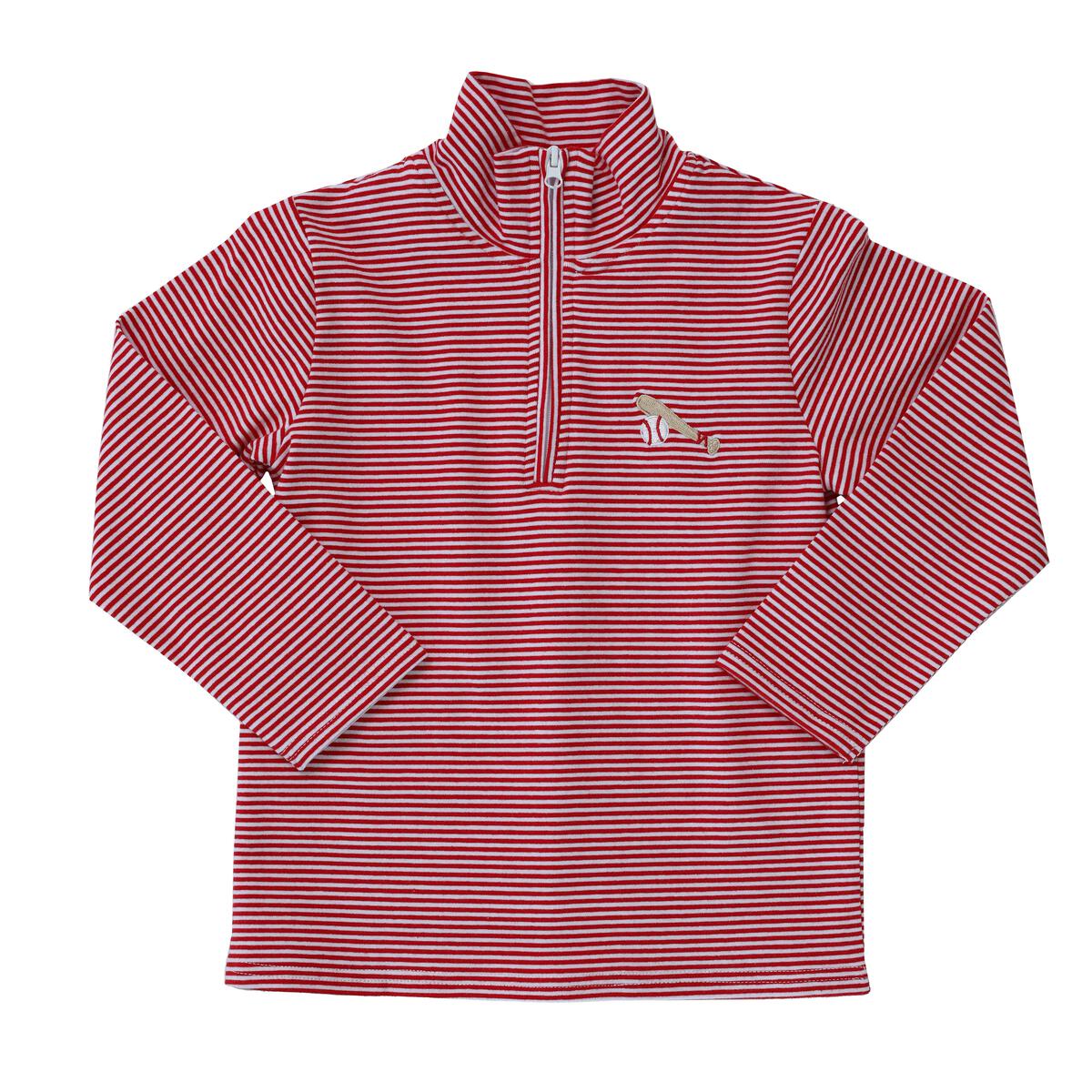 1/4 Zip Pullover - Red Baseball Kids Pullover    - Chickie Collective
