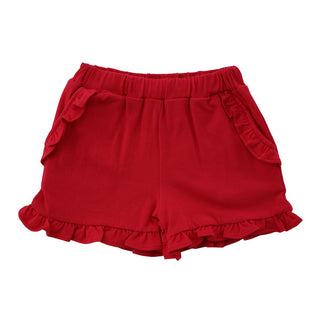 Knit Ruffle Shorts Red Baby Clothing    - Chickie Collective