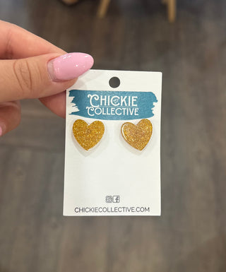 Acrylic Glitter Heart Earrings Earrings - Chickie Collective