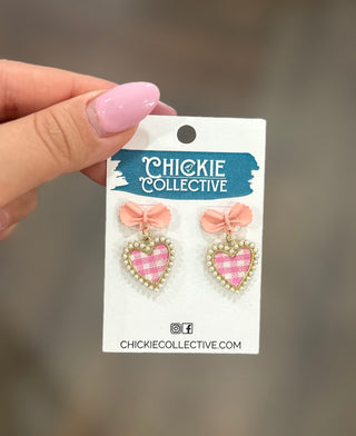 Plaid Heart Earrings Earrings - Chickie Collective
