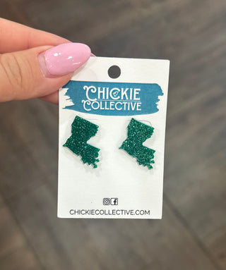 Acrylic Glitter Mardi Gras Earrings Earrings - Chickie Collective