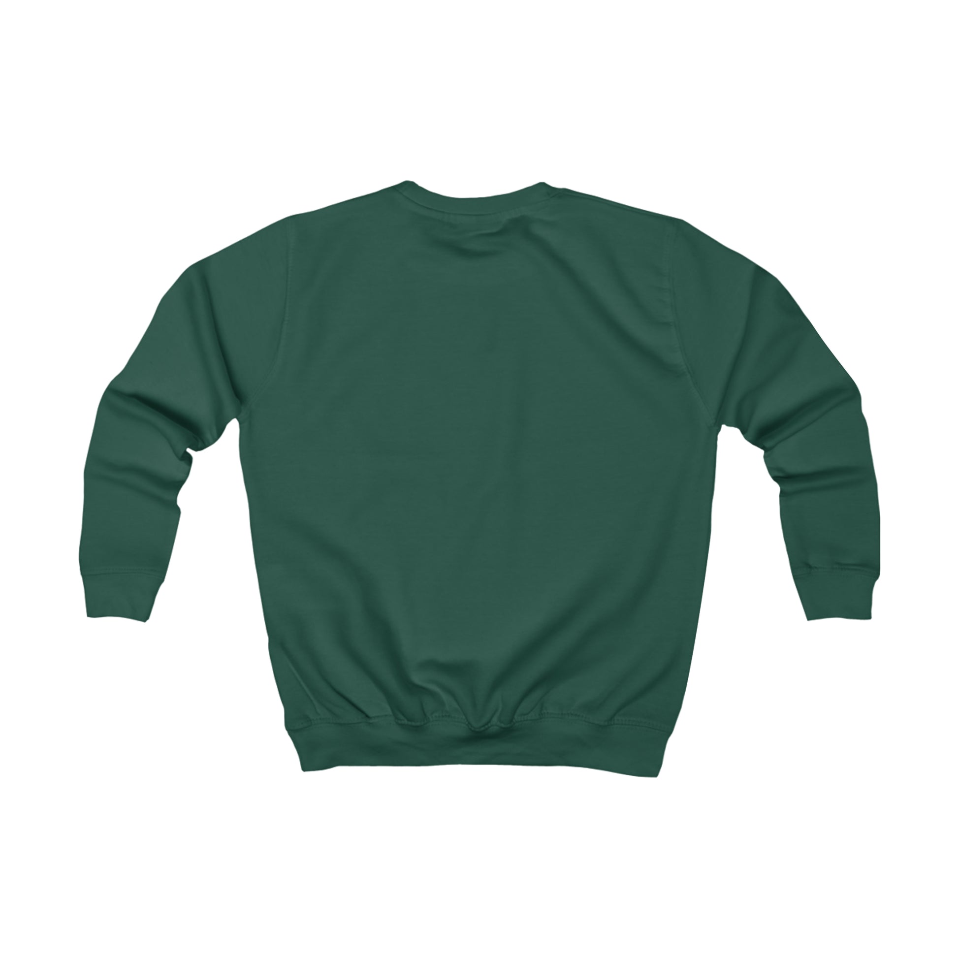 The cozy back view of a green Printify sweatshirt.