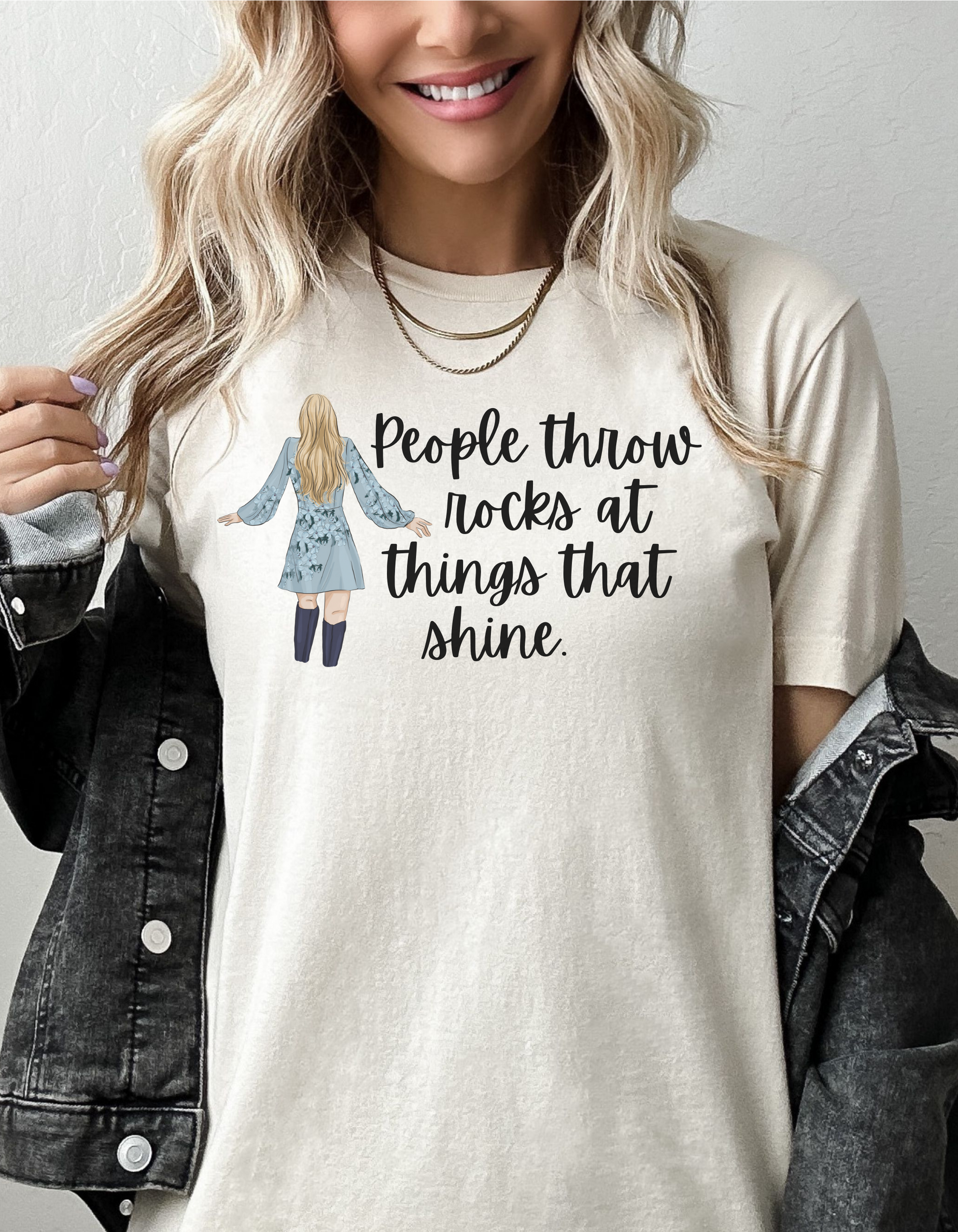 Taylor Swift Preppy Picture T-Shirt - People Throw Rocks at Things That Shine T-Shirt    - Chickie Collective