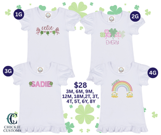 St. Patrick’s Day Monogram Preorder ☘️ Girl Ruffle Tee