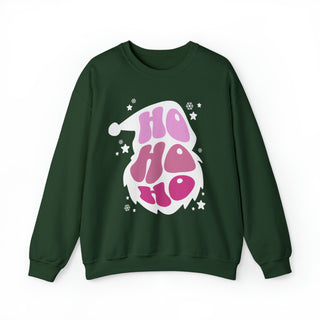 Ho Ho Ho Santa Outline Pink Holiday Sweatshirt - Cozy Crewneck - Festive Christmas Sweate Sweatshirt S Forest Green  - Chickie Collective