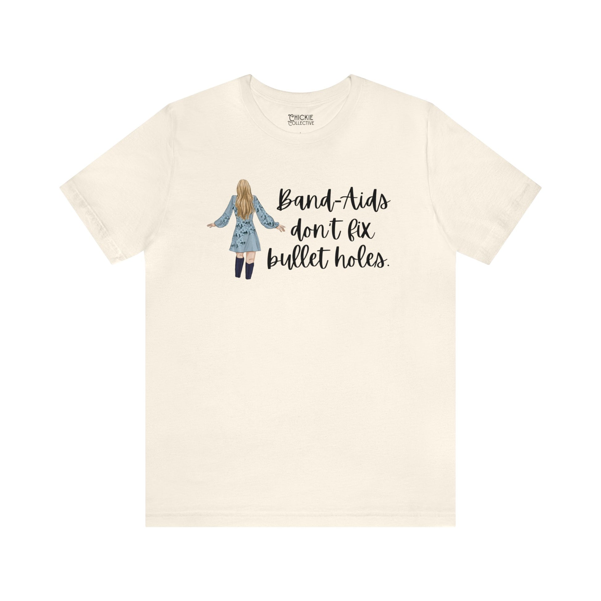 Taylor Swift Preppy Picture T-Shirt - Bandaids Don't Fix Bullet holes T-Shirt Natural S  - Chickie Collective