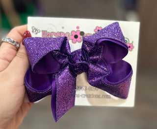 Medium Purple Sparkle Glitter Bow Bow - Chickie Collective