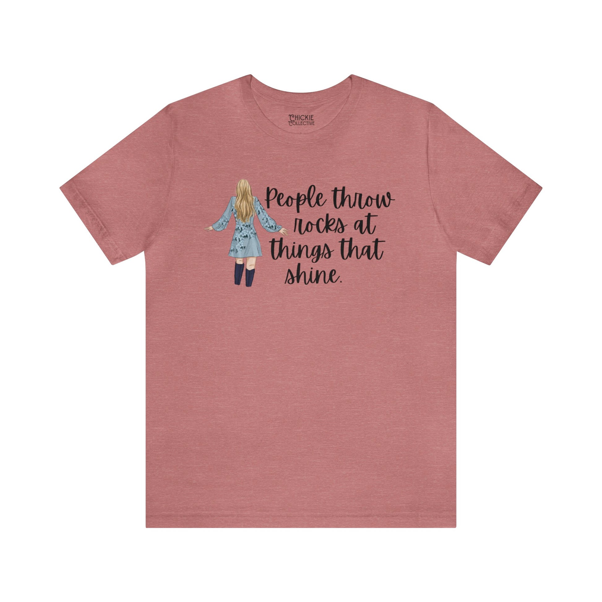 Taylor Swift Preppy Picture T-Shirt - People Throw Rocks at Things That Shine T-Shirt Heather Mauve S  - Chickie Collective
