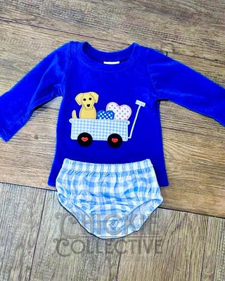 Blue Dog Heart Boys Bummie Set - Chickie Collective