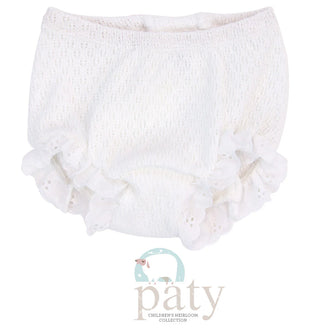Newborn White Paty Eyelet Trim Bloomers Baby Clothing - Chickie Collective