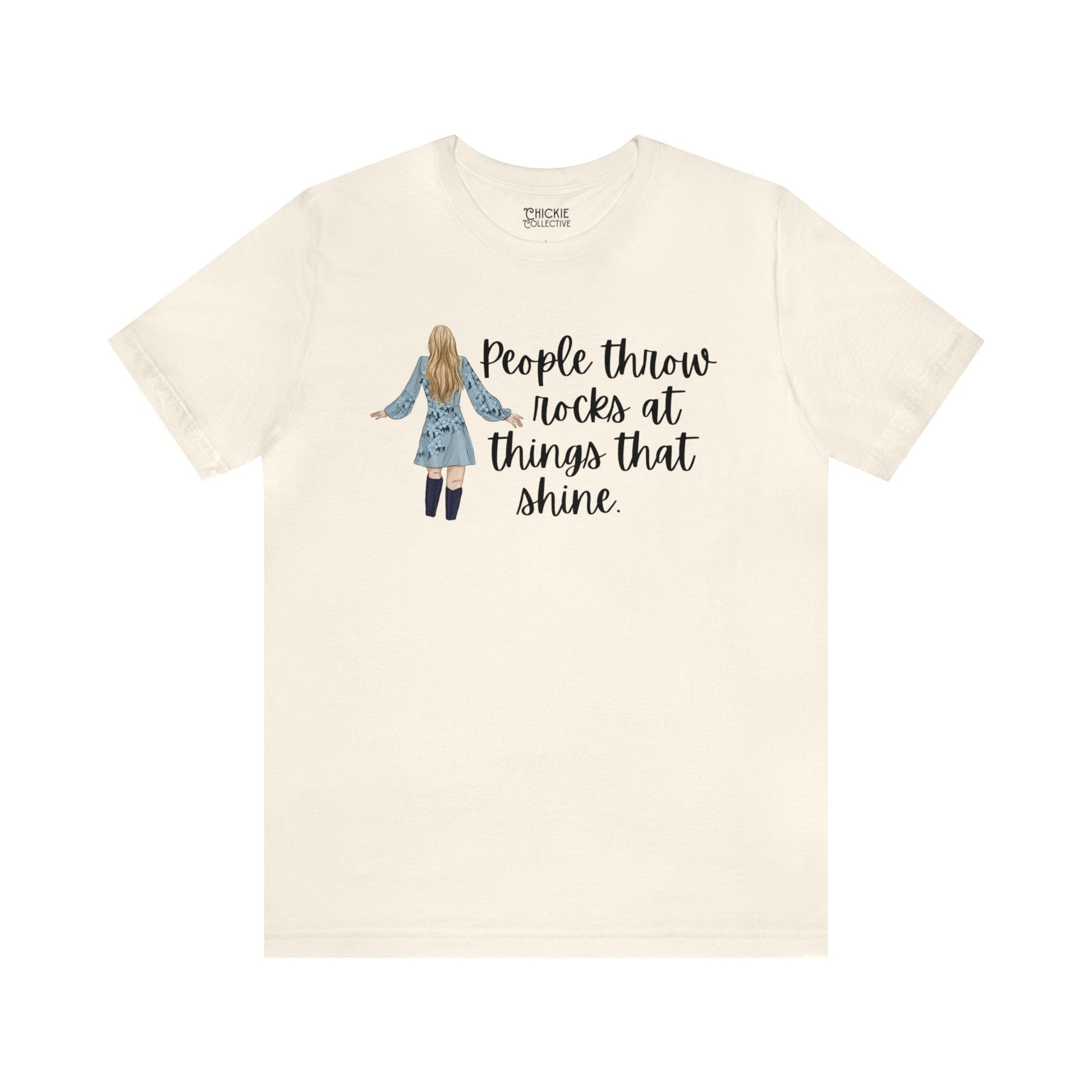 Taylor Swift Preppy Picture T-Shirt - People Throw Rocks at Things That Shine T-Shirt Natural S  - Chickie Collective