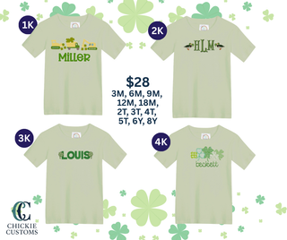 St. Patrick’s Day Monogram Preorder ☘️ Green Boys Tee