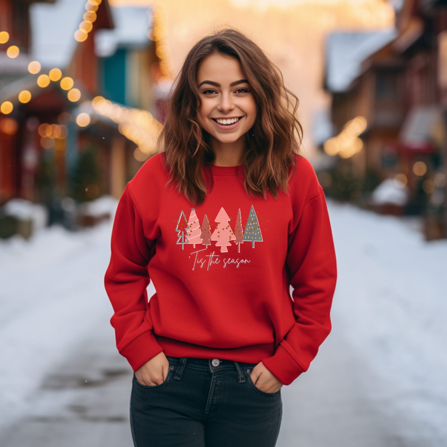 Red Christmas Tree Sweatshirt |  Crewneck, Christmas Tree Sweatshirt, Holiday Sweaters for Women, Winter Sweatshirt