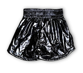 Kids Black Metallic Shorts Kids Bottoms    - Chickie Collective