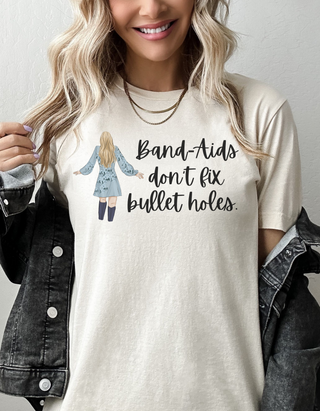 Taylor Swift Preppy Picture T-Shirt - Bandaids Don't Fix Bullet holes T-Shirt    - Chickie Collective