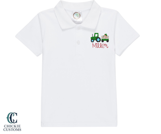 Boy White Polo - Strawberry Designs