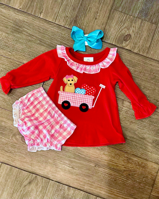 Red Dog Heart Girls Diaper Set Girls Outfit - Chickie Collective