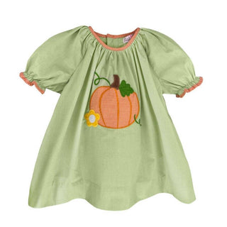 Girl Pumpkin Appliqué Dress     - Chickie Collective