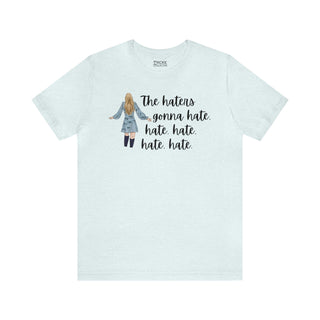 Taylor Swift Preppy Picture T-Shirt - The Haters Gonna Hate T-Shirt Heather Ice Blue S  - Chickie Collective