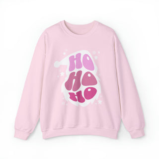 Ho Ho Ho Santa Outline Pink Holiday Sweatshirt - Cozy Crewneck - Festive Christmas Sweate Sweatshirt S Light Pink  - Chickie Collective