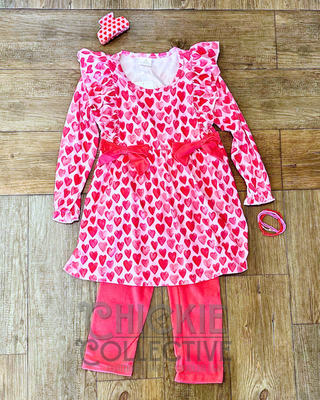 Heart Tunic and Leggings Valentine Set Girls Outfit - Chickie Collective