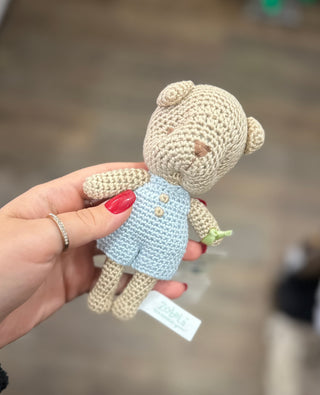 Bear Bamboo Crochet Rattle - Blue - Chickie Collective