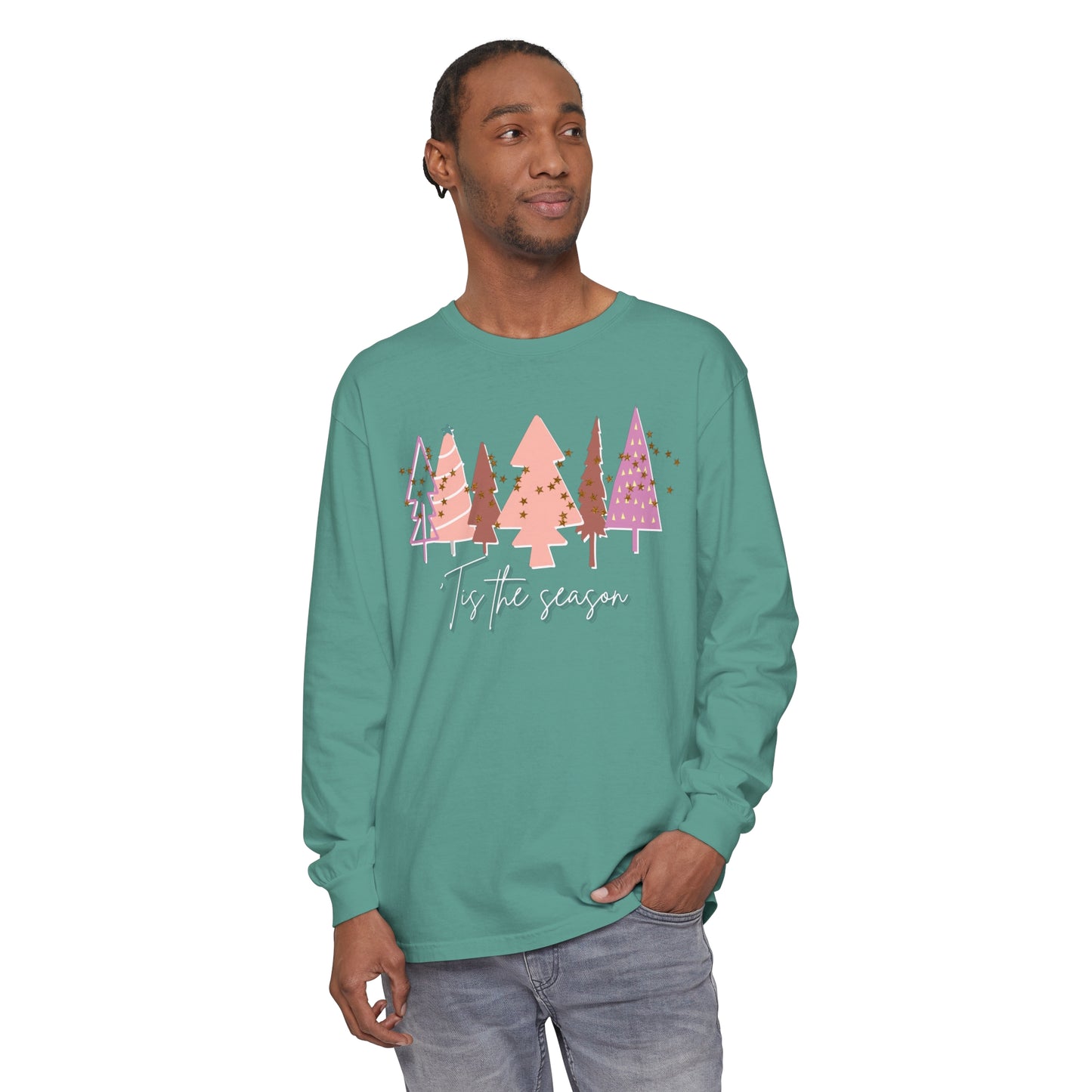 Cozy and stylish Printify's Copy of Tis the Season Ivory Christmas Tree Shirt | Comfort Colors for your winter wardrobe.