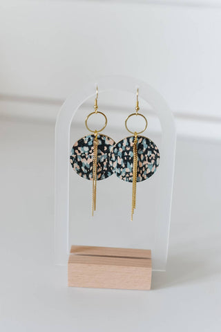 Emily leather earrings-hypoallergenic-blue-18k     - Chickie Collective