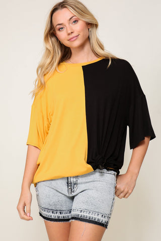 Color Block Scoop Neck Knit Top Women's Top    - Chickie Collective