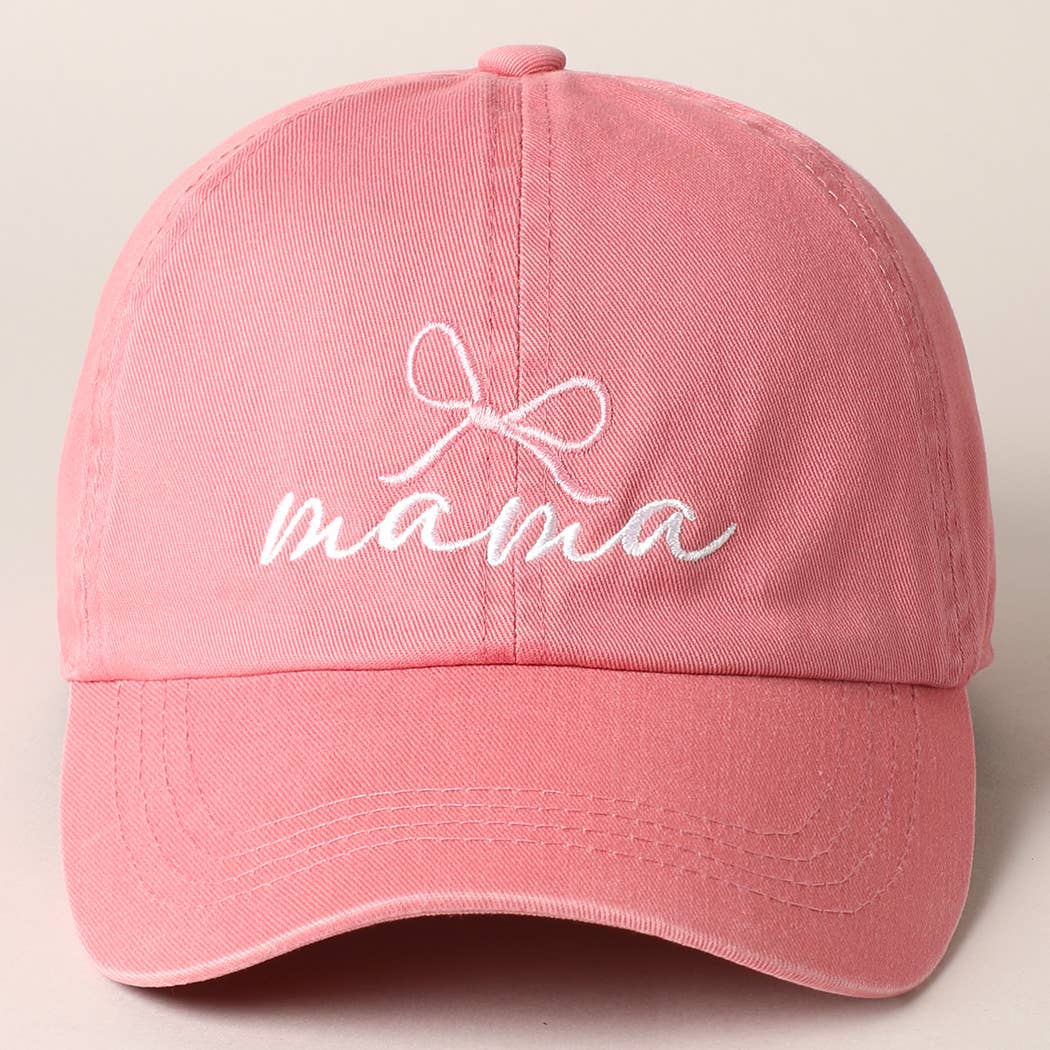 Mama Letter Bow on Top Embroidered Baseball Cap  DUROS ONE SIZE  - Chickie Collective
