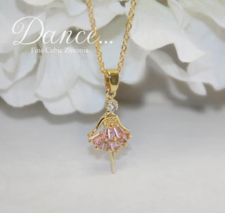 Pretty in Pink Ballerina Gold Necklace