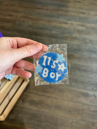 It’s A Boy Blue Beaded Pin Pin - Chickie Collective