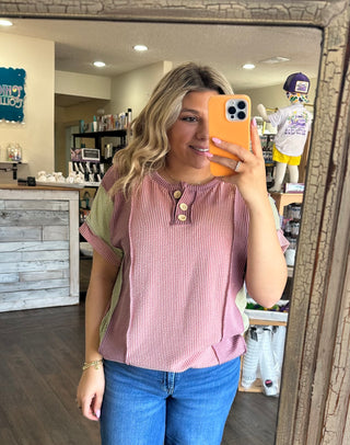 Color Block Knit Top with Twist Rib Design for Women Women's Top - Chickie Collective