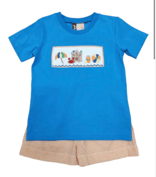 To The Beach Smocked Boys Short Set Boys Outfit - Chickie Collective