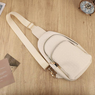 BRAIDED WEAVE VEGAN SLING CROSSBODY  BAG  Ivory   - Chickie Collective