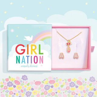 Sweet Petite Necklace and Studs Gift Set | Ballet Shoe     - Chickie Collective