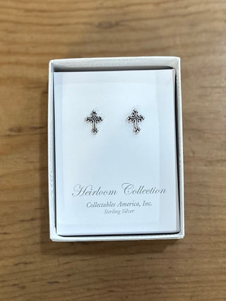 Sterling Silver Cross Earrings earrings    - Chickie Collective