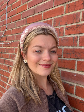 Padded Pink Leaf Headband - Chickie Collective