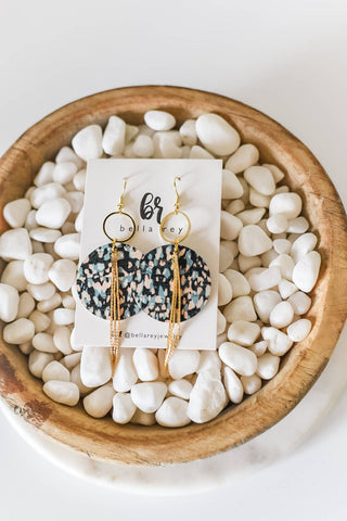 Emily leather earrings-hypoallergenic-blue-18k     - Chickie Collective