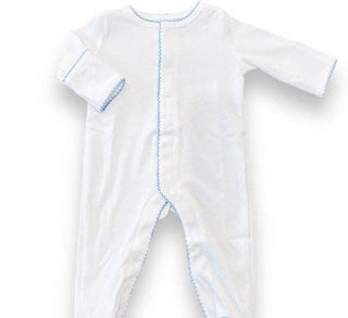 Footies - Picot Trim: White w/White / NB Baby Clothing - Chickie Collective
