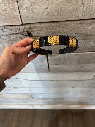 Black and Gold Sequin Headband - Chickie Collective