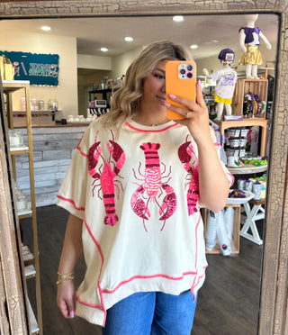 Sequin Crawfish Shortsleeve Top Women's Top - Chickie Collective