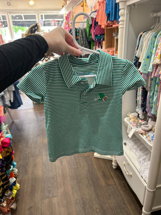 Football & Helmet Polo- Green Stripe Boys Polo - Chickie Collective