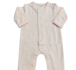Footies - Picot Trim: White w/Pink / NB Baby Clothing - Chickie Collective