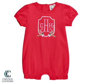 Baby Girl Red Puff Sleeve Romper  - Strawberry Designs